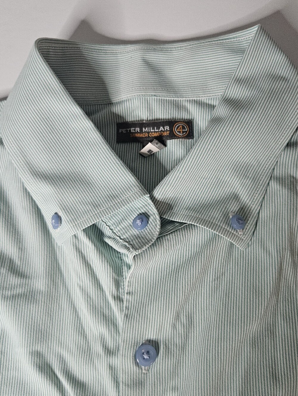 Peter Millar Light Mint Green Striped Button-Down Shirt